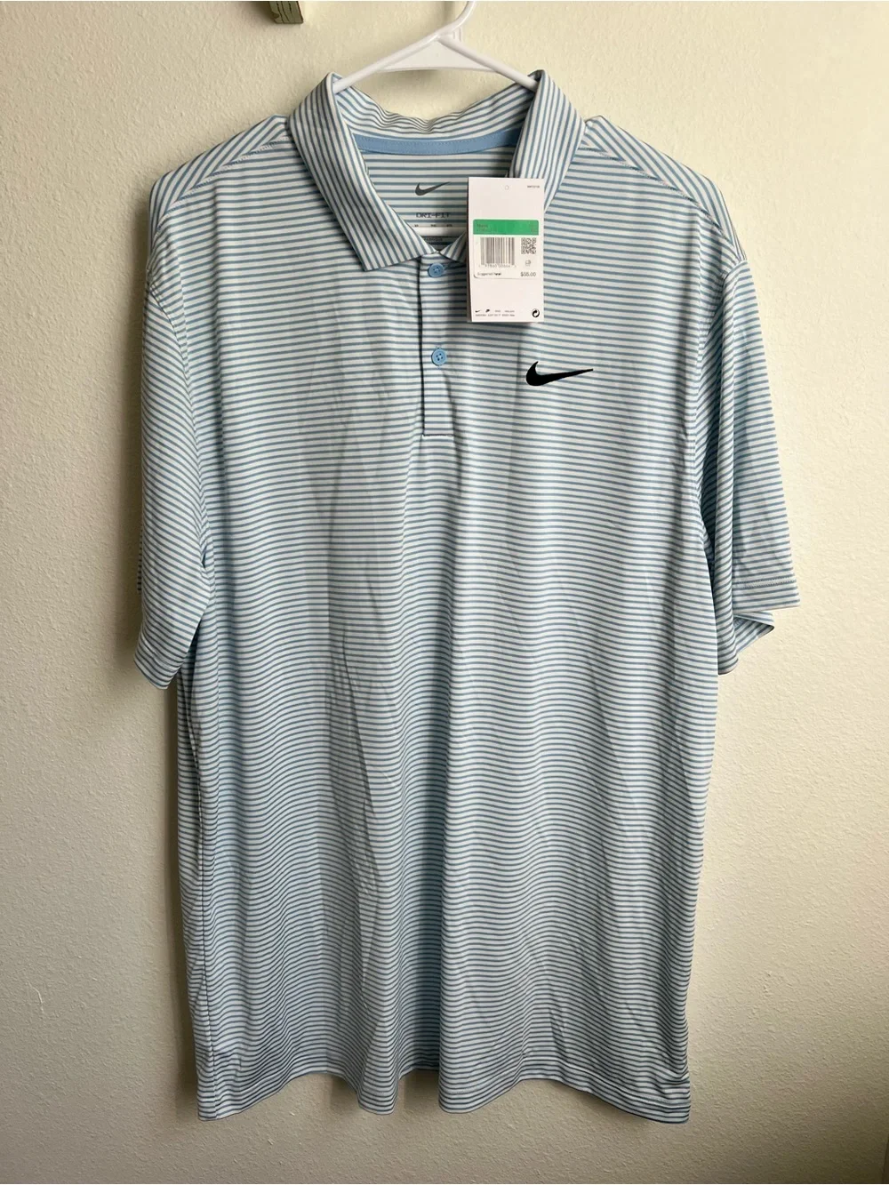 NWT Nike Men’s Light Blue Striped Dri-FIT Polo Shirt